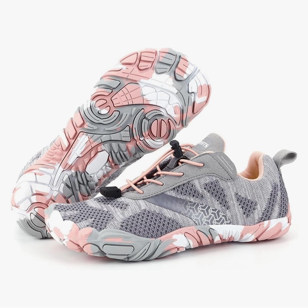 Stylish Gray and Pink Women's Athletic/Hiking/Barefoot Shoes